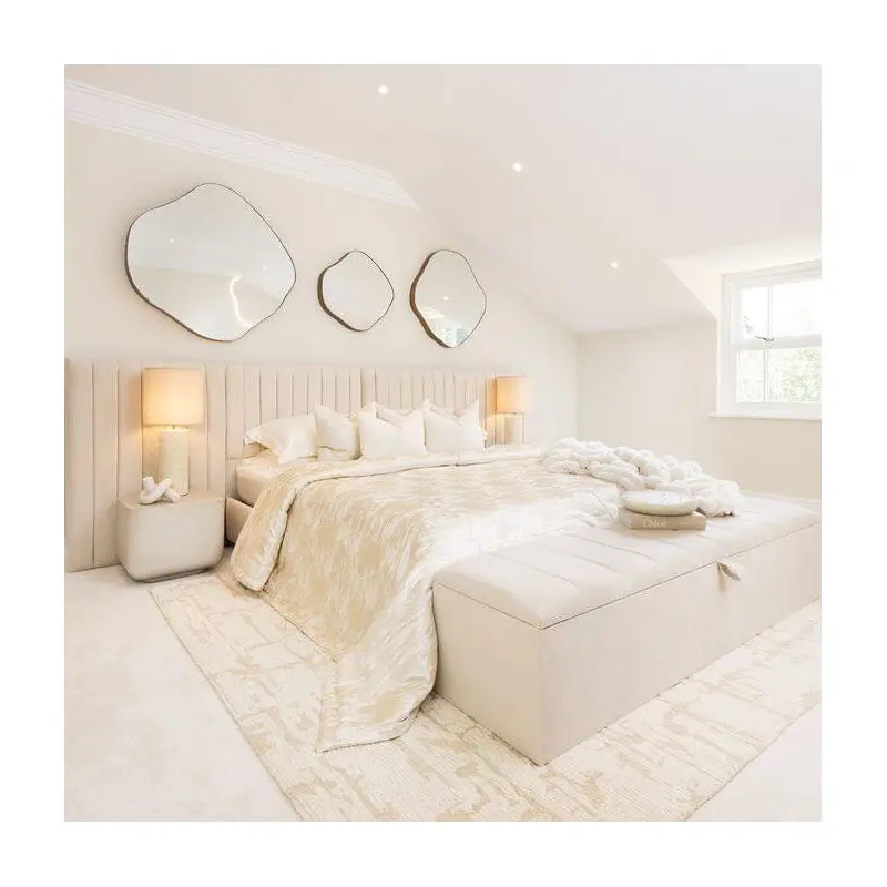 Atlantis Cream Wide Floor Standing Headboard with Bed Base