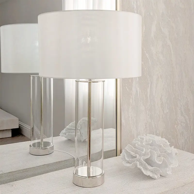 Azure Silver & Glass Large Table Lamp