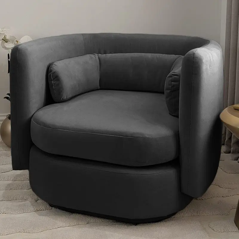 Chicago Shadow Grey Velvet Curved Back Accent Chair