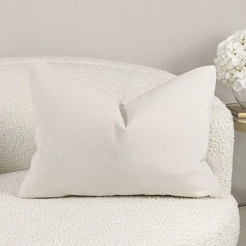 Cream Velvet Bolster Cushion - 35 x 50cm