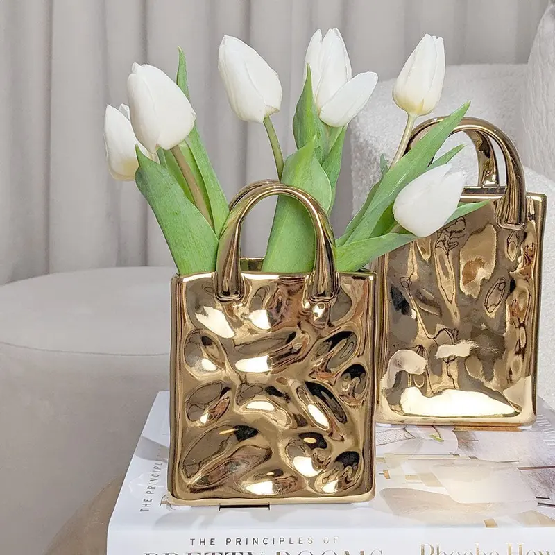 Elise Mini Gold Handbag Decorative Vase
