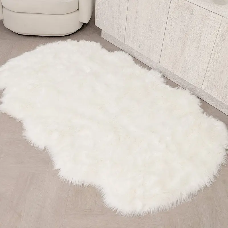 Elle Large Faux Fur White Hide Rug - 120x180cm