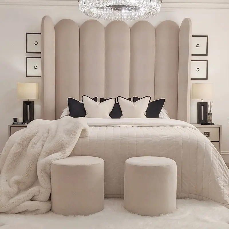 Florence Mink Curved Fluted Headboard with Adjustable Wings