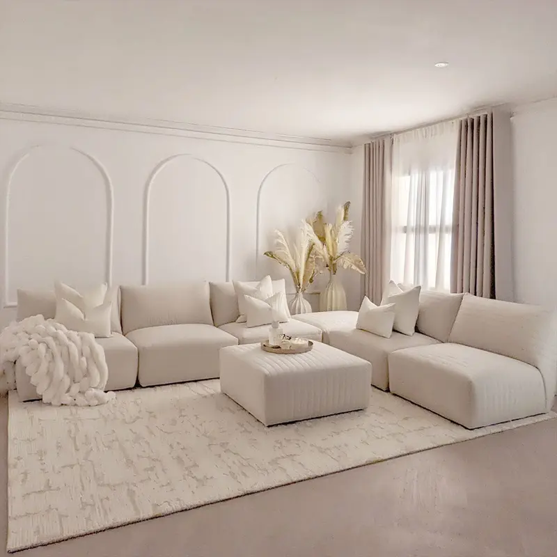 Geneva Cream Velvet Fluted Modular Sofa Range
