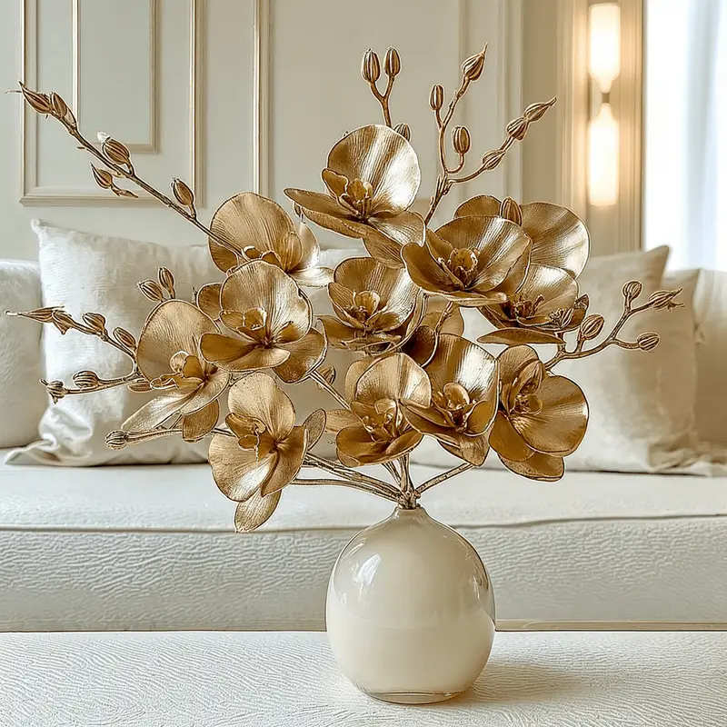 Gold Faux Orchid Single Stem Floral