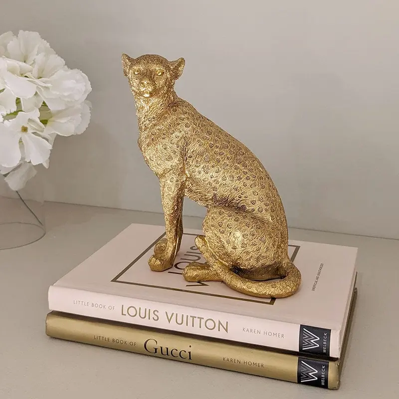 Gold Sitting Leopard Decorative Ornament
