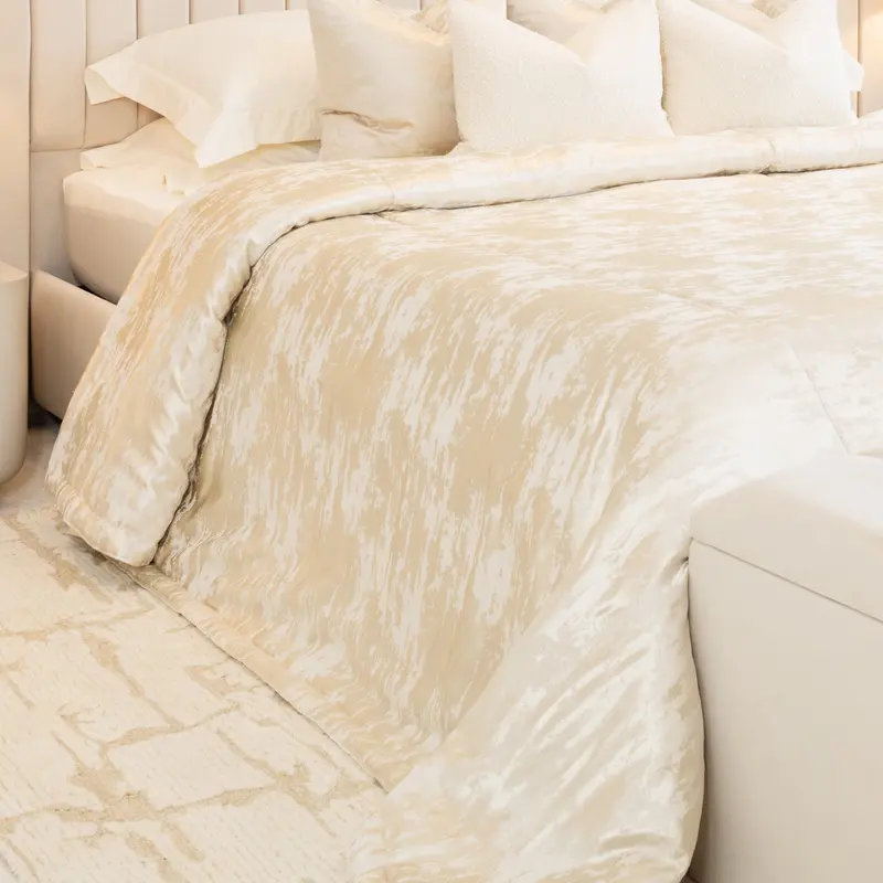 Hailes Oyster Satin Mix Marble Effect Bedspread