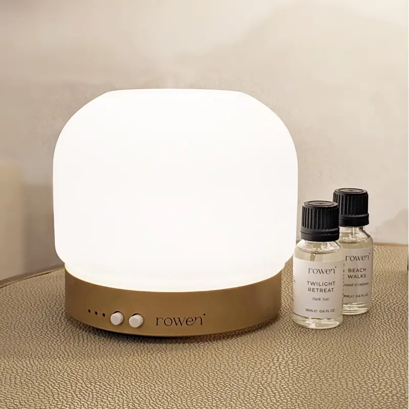 Jayla White & Gold Electronic Aroma Mist Diffuser Lamp