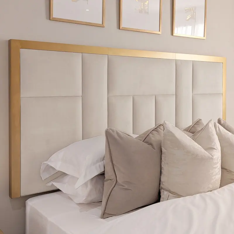 Kensington Cream & Gold Premium Abstract Half Height Headboard
