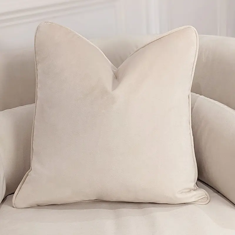 London Oyster Velvet Piped Cushion - 46x46cm