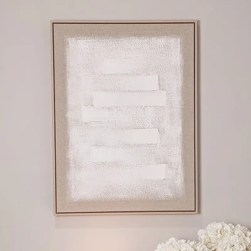 Marilyn Taupe & White Abstract Framed Canvas Wall Art