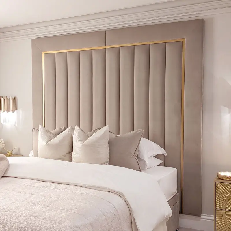 Milan Mink & Gold Channelled Luxury Headboard