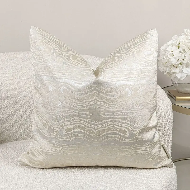 Nelly Cream & Silver Marble Metallic Cushion - 50x50cm