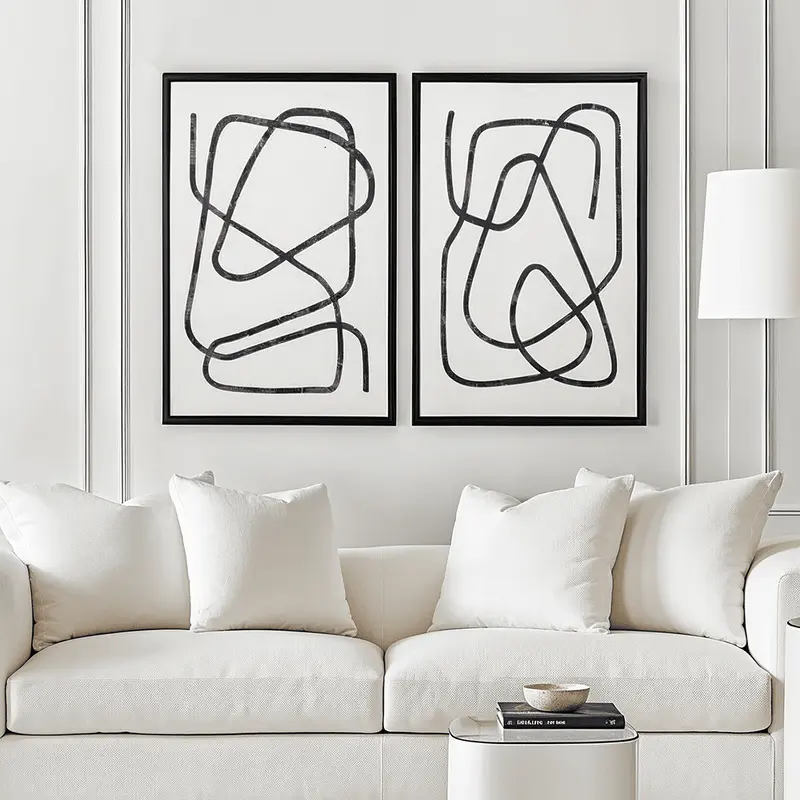 Robyn Black Squiggle Framed Canvas Wall Art - Set of 2