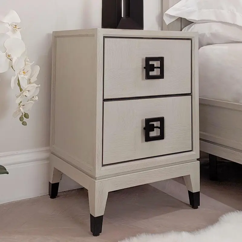 Rosa White Wash Oak Veneer 2 Drawer Bedside Table