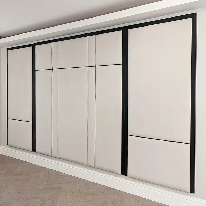 Savoy Cream and Black Luxury Piped Velvet Headboard With Wings