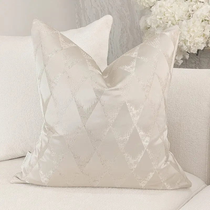 Tacoma Cream & Gold Geometric Metallic Cushion - 50x50cm