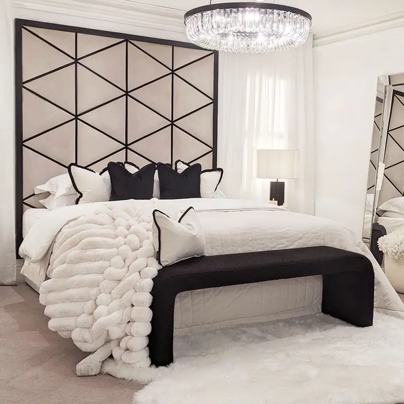 Vienna Mink & Black Premium Geometric Headboard