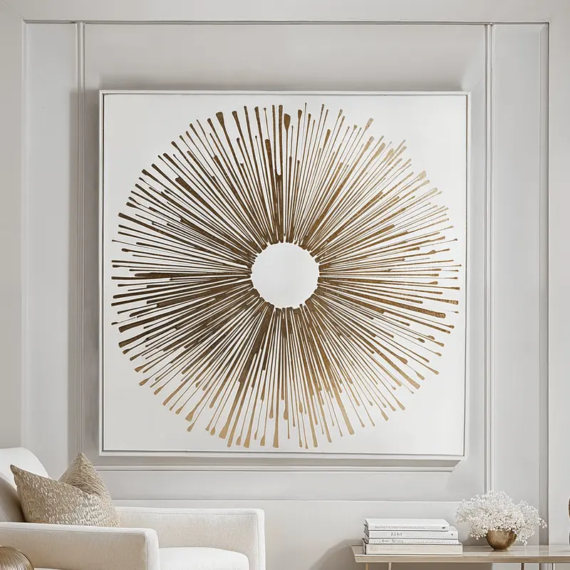 Aaliyah Golden Sunburst Large Framed Canvas Wall Art