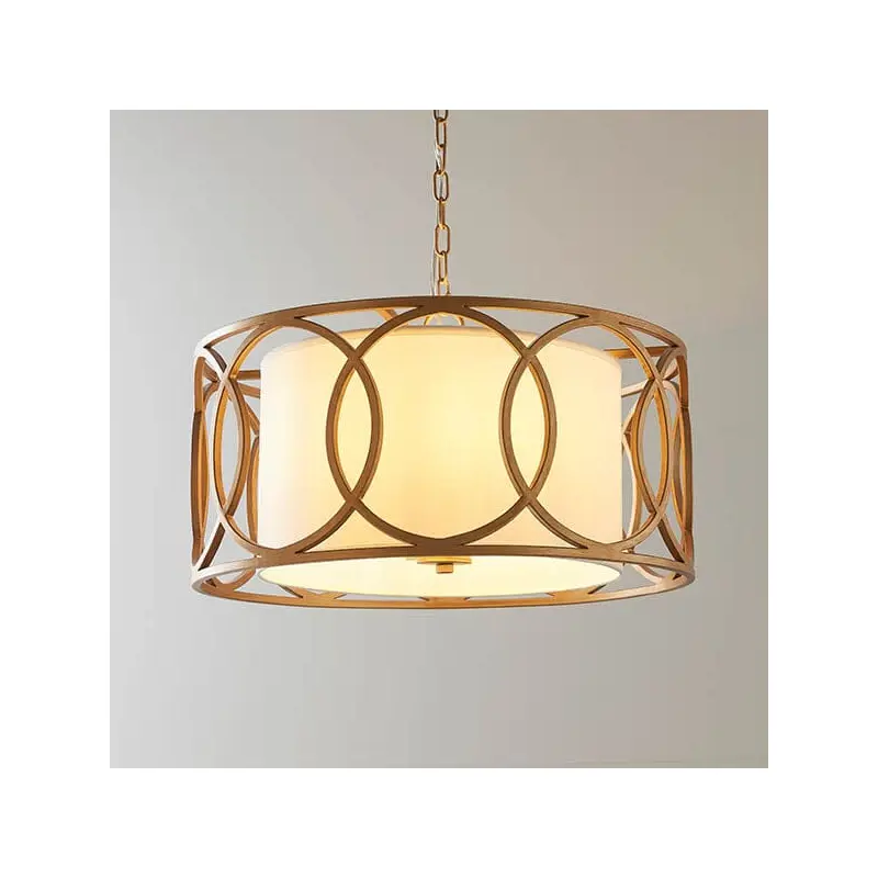 Acadia Gold Pendant Ceiling Light with White Shade