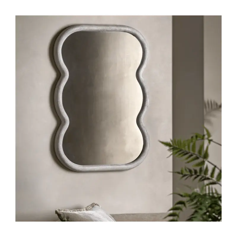 Amina White Concrete Effect Wave Effect Mirror
