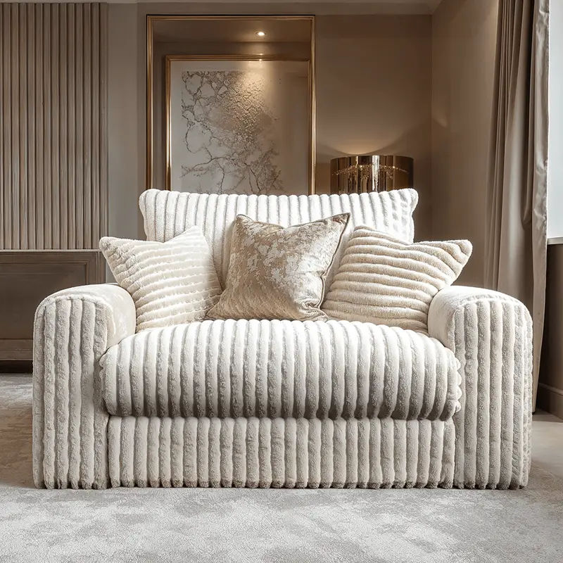 Aspen Cream Faux Fur Chunky Ribbed Love Seat