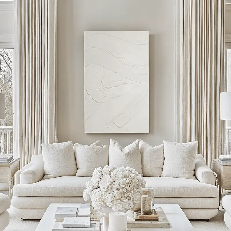 Boston Cream Textured Abstract Canvas Wall Art