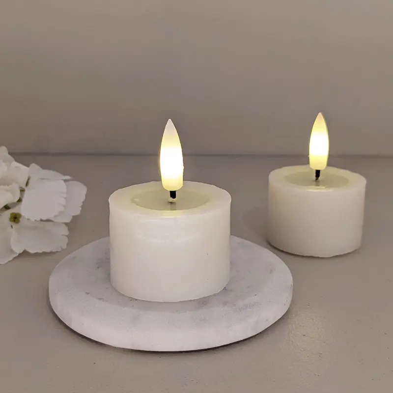 Cream Realistic LED Tealights - Set of 2