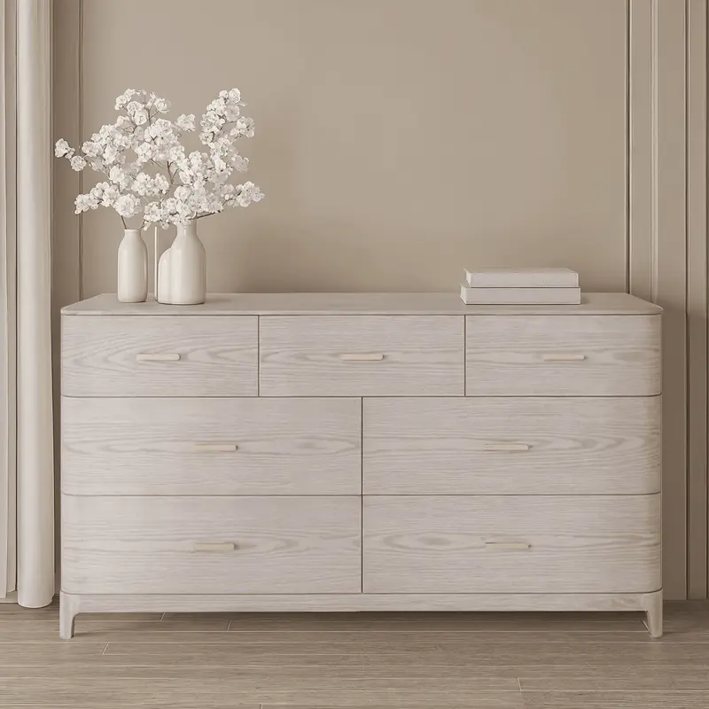 Dahlia Lightwash Wood Veneer 7 Drawer Chest
