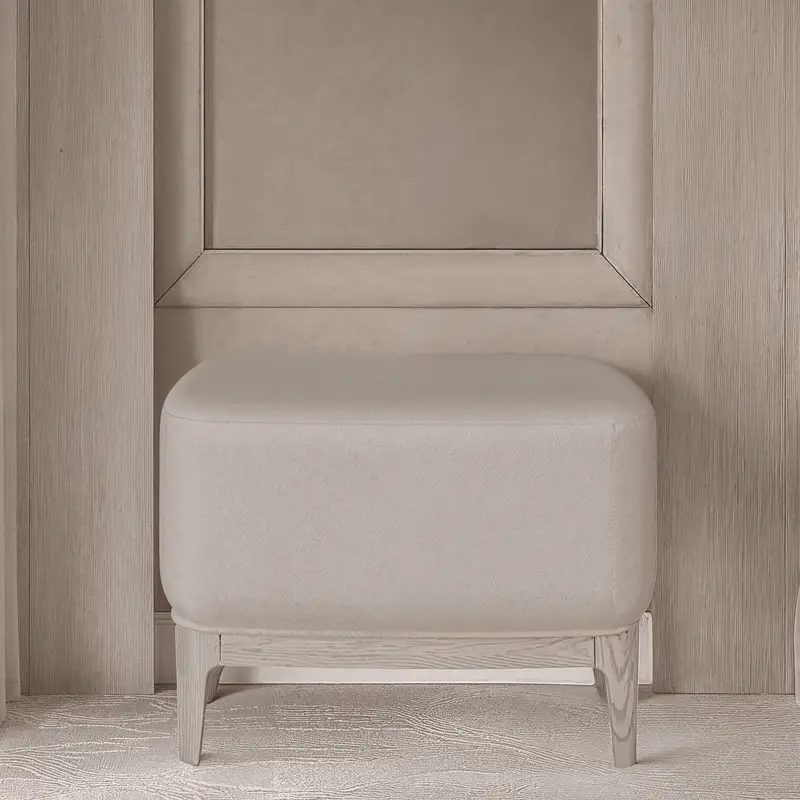 Dahlia Mushroom Fabric Stool with Lightwash Wood Legs