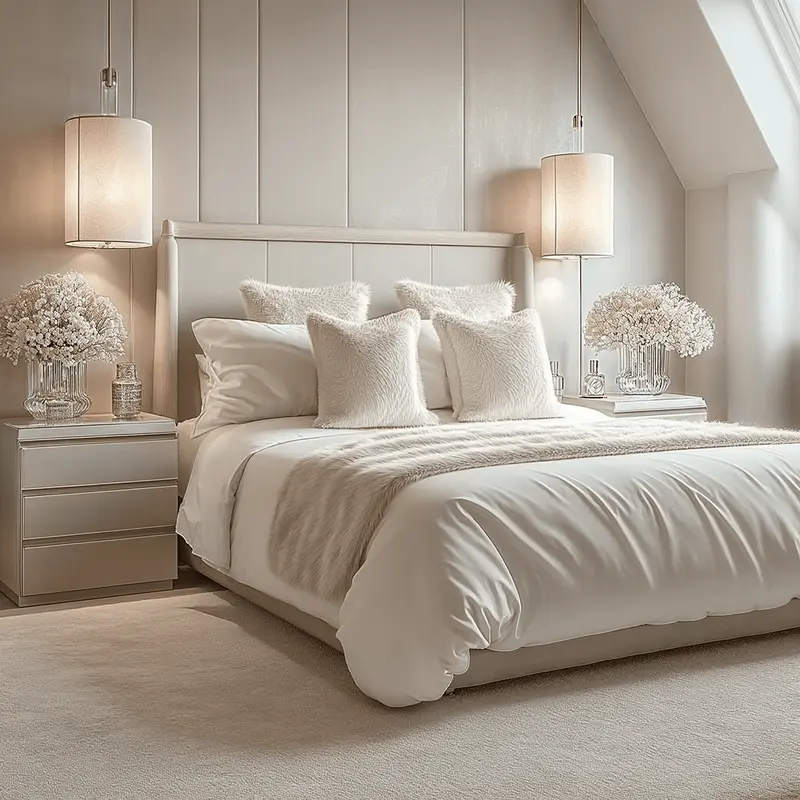 Dahlia Mushroom & Lightwash Wood Veneer Bed