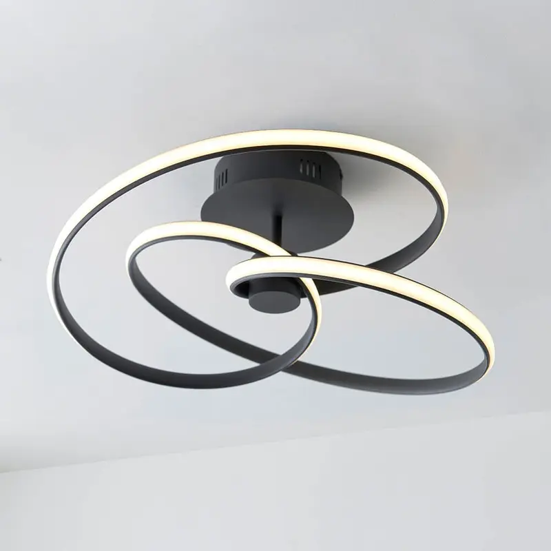 Ellipse Black LED Semi Flush Ceiling Light
