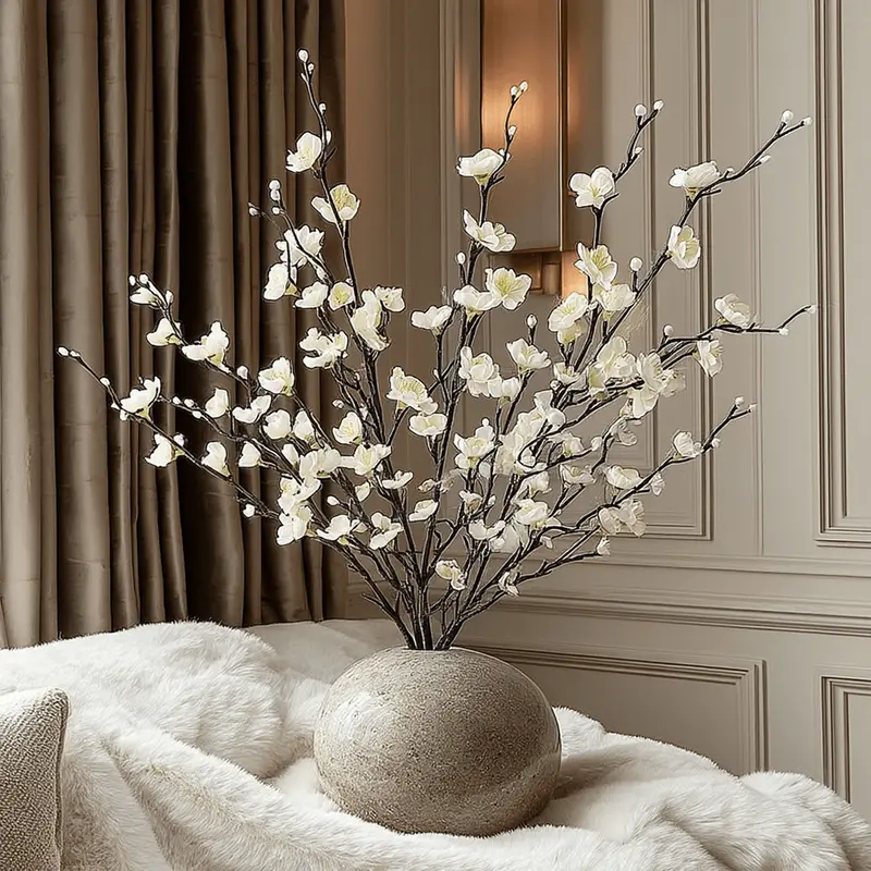 Faux White Blossom Single Stem Floral