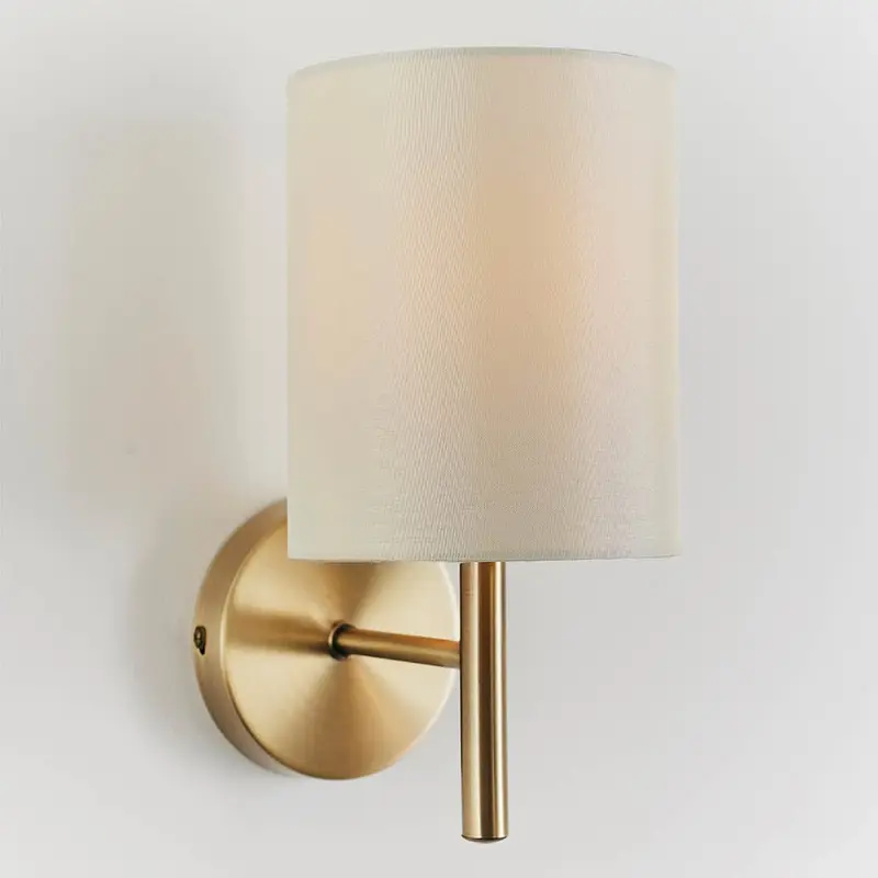 Hadleigh Gold Wall Light with Cream Faux Silk Shade