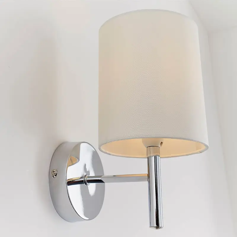 Hadleigh Silver Wall Light with Cream Faux Silk Shade