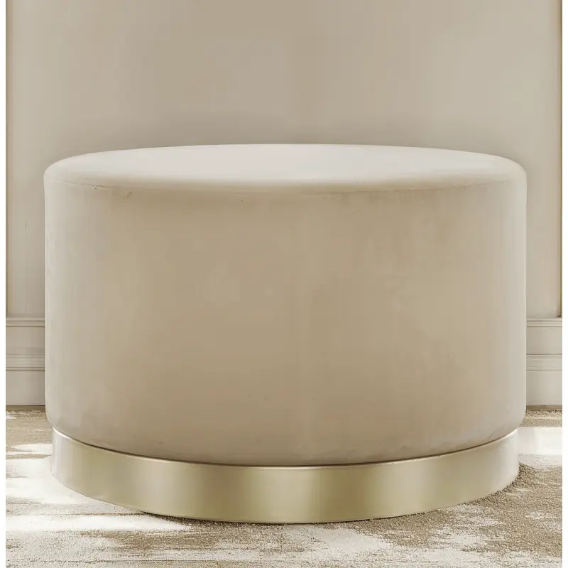 Jaycee Beige & Gold Large Round Stool