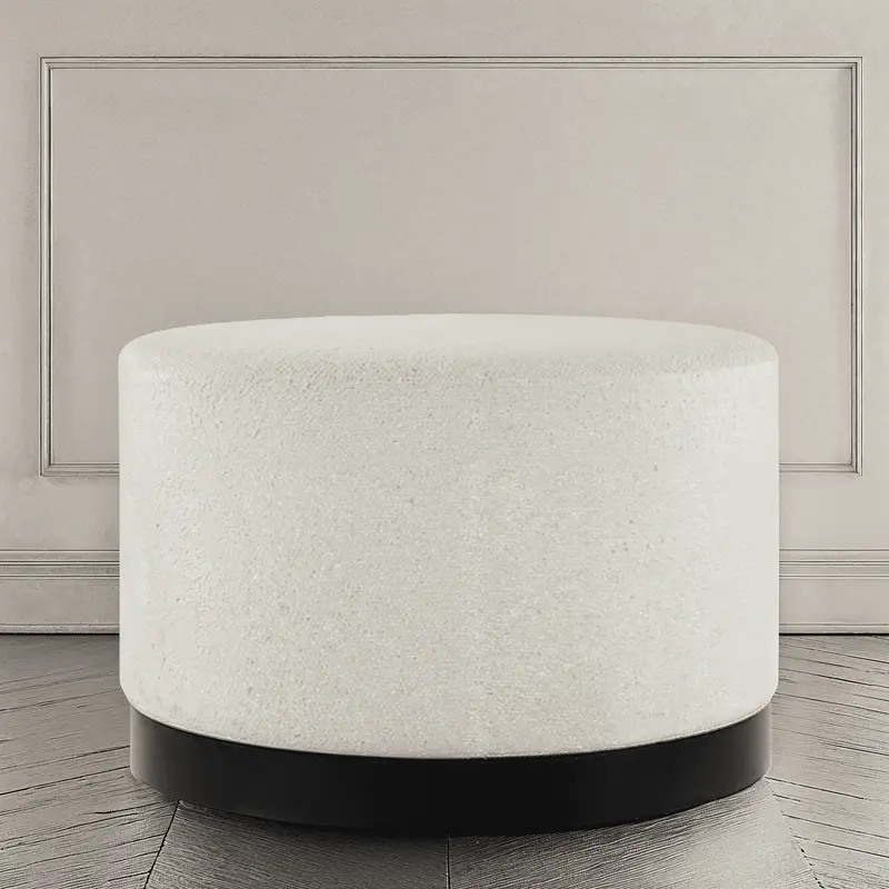 Jaycee Cream Boucle & Black Large Round Stool