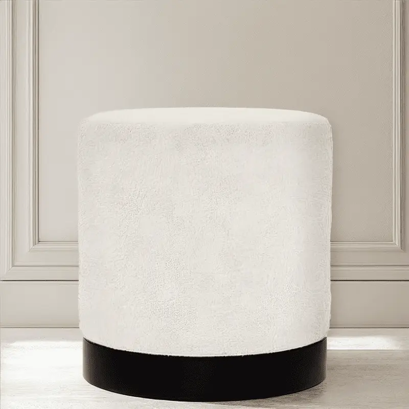 Jaycee Cream Boucle & Black Medium Round Stool