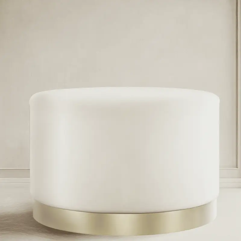 Jaycee Cream & Gold Large Round Stool