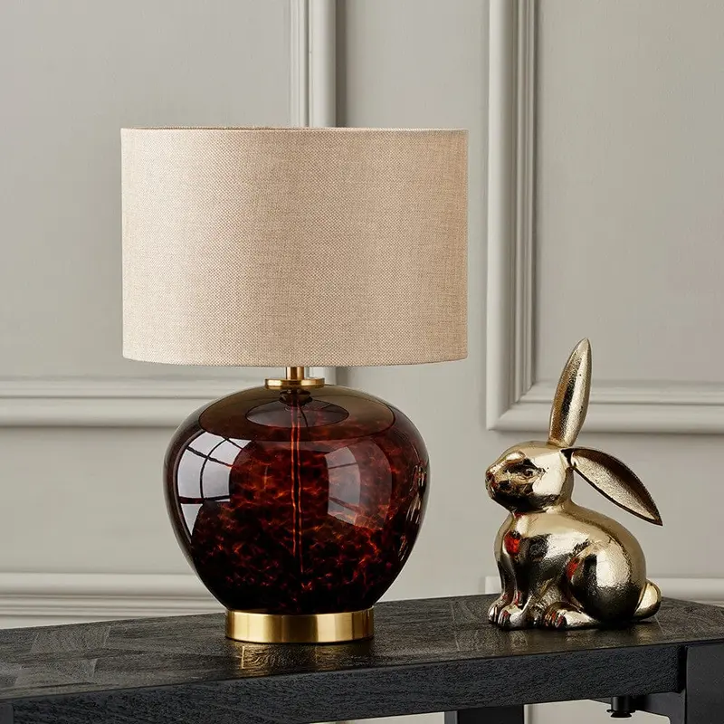 Jomelle Tortoiseshell Rounded Glass Table Lamp