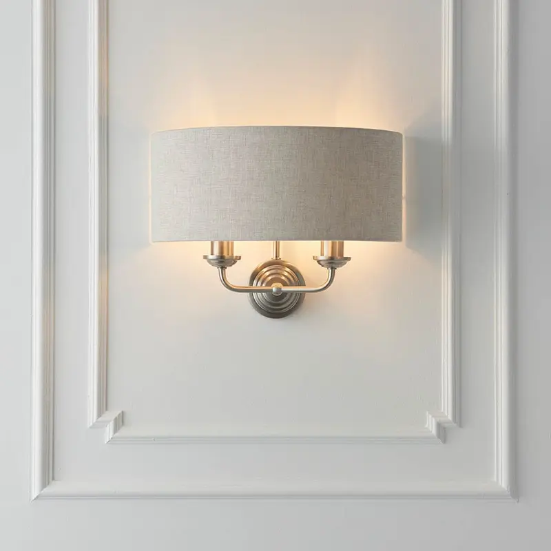 Juniper 2 Light Chrome Wall Light with Neutral Shade