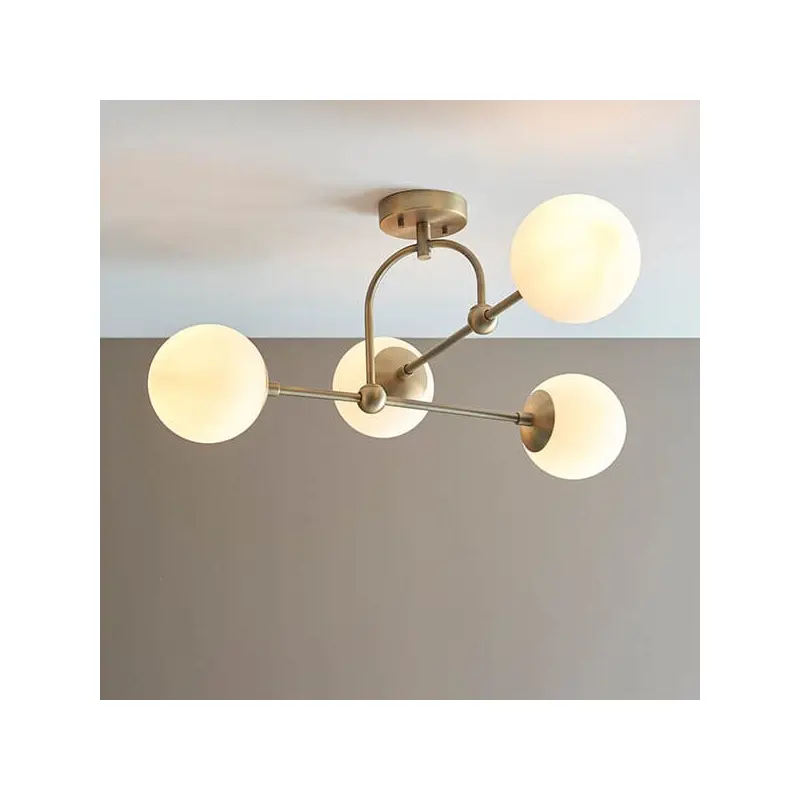 Juniper Semi Flush Antique Brass Ceiling Light