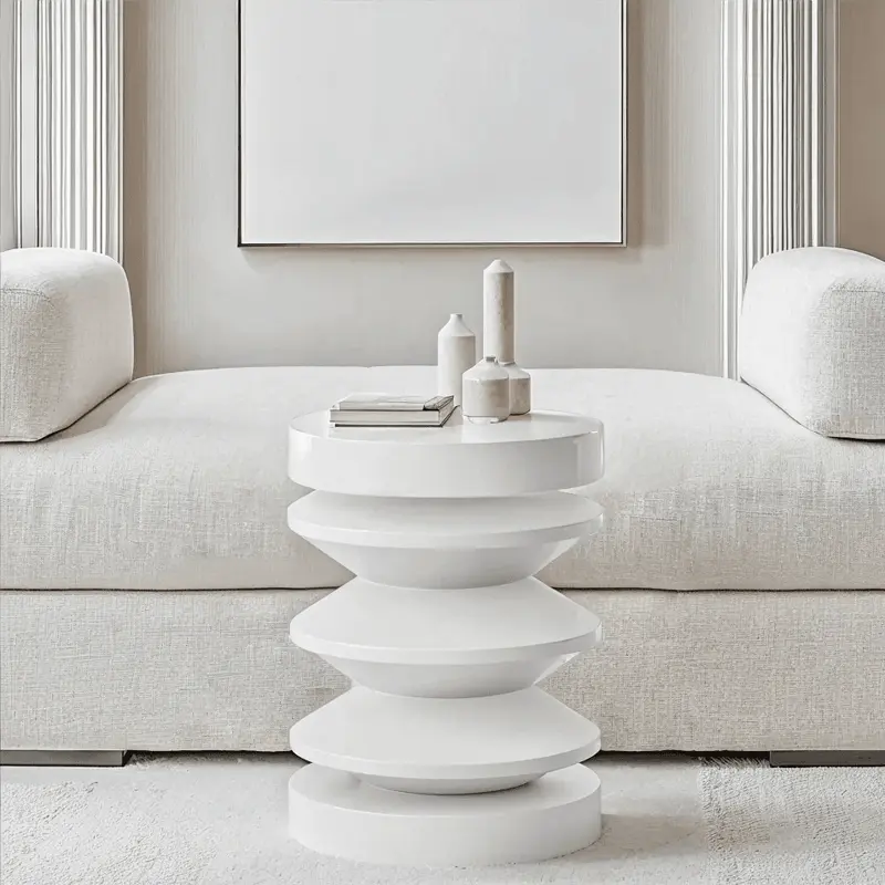 Kamala White Abstract Side Table
