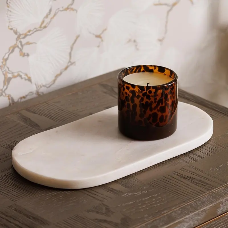 Melanie Oblong White Marble Serving Tray