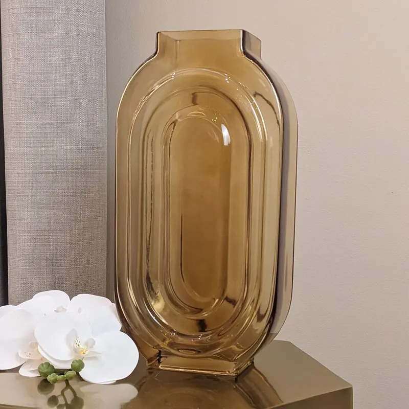 Nougat Tall Amber Glass Vase