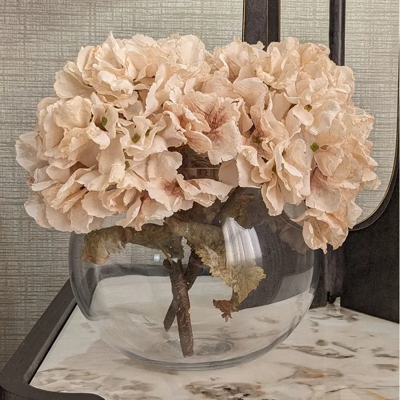 Oyster Faux Hydrangea Single Stem Floral