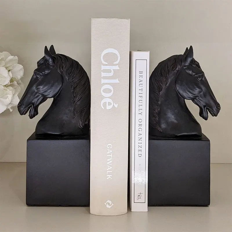Serafina Black Horse Head Decorative Bookends