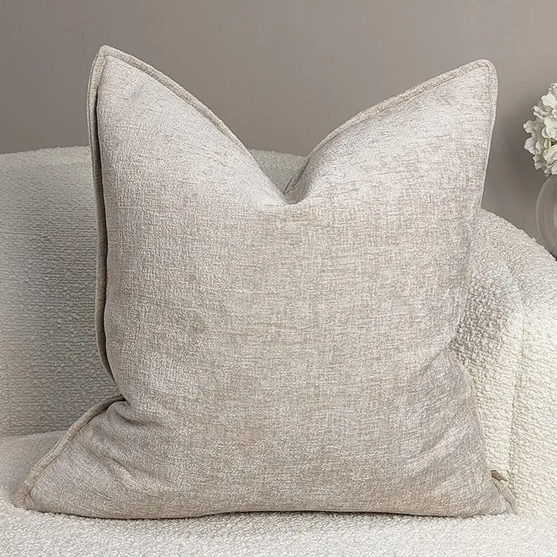 Souffle Cream Woven Cushion with Oxford Border - 50x50cm