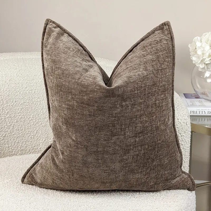 Souffle Taupe Woven Cushion with Oxford Border - 50x50cm