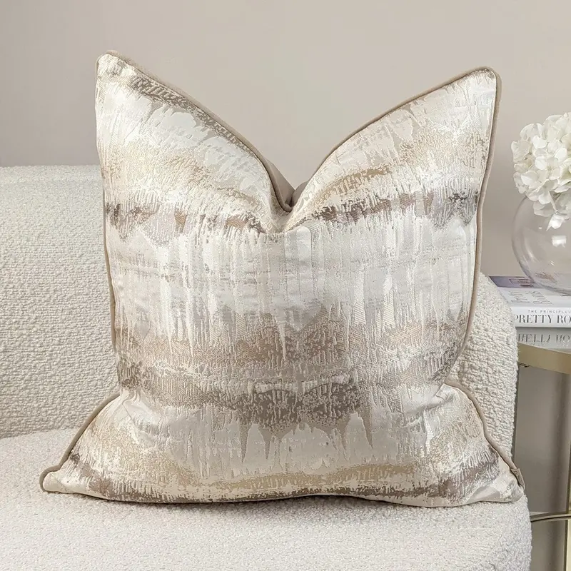 Sundae Mocha Abstract Marble Effect Cushion - 56x56cm